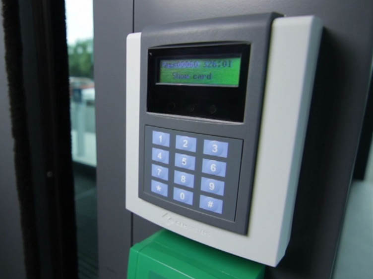 Security access installed at the entry door of a building
